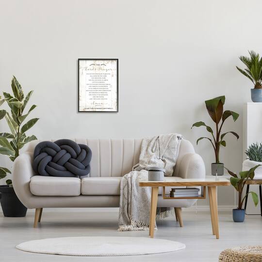 Stupell Industries The Lords Prayer Our Father Rustic Distressed White Wood Look Framed Wall Art